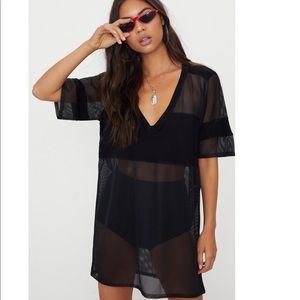 Black mesh jersey dress. Pretty little thing